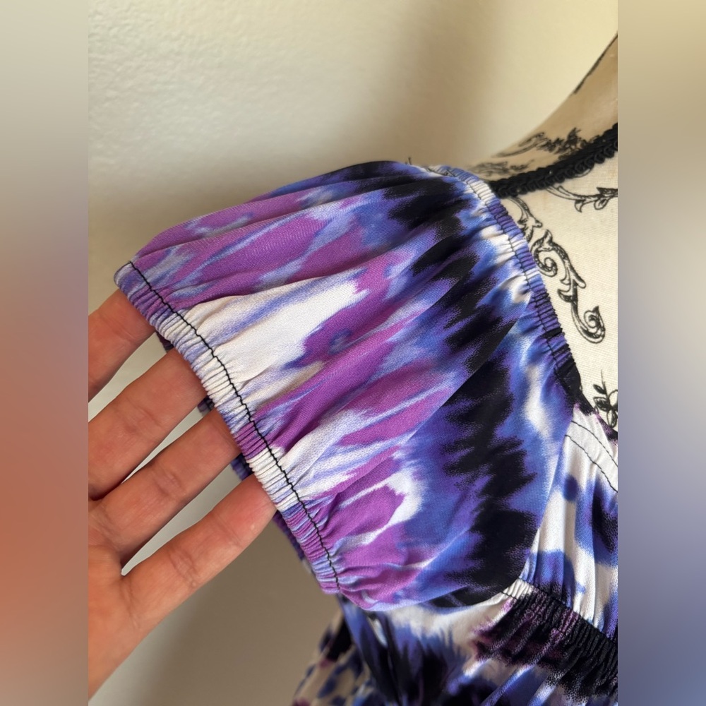 AB Studio Purple and Black Midi Dress - Picture 10 of 11